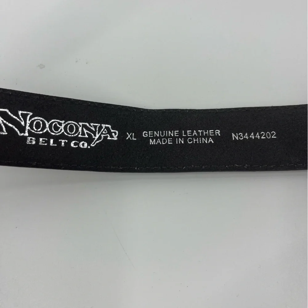 Nocona Luxury‎ Leather Belt with silver Cross buckle/ brushed gold.